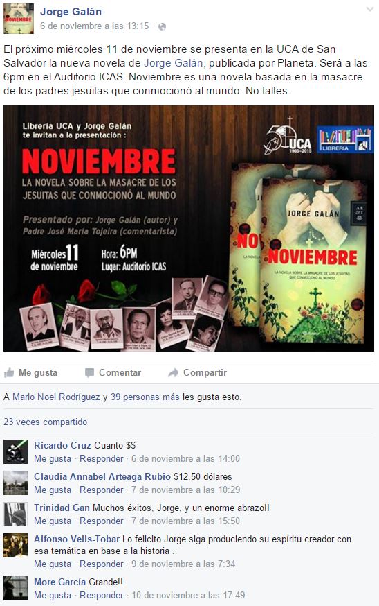 Captura del 12-11-2015 Galán promocionando su libro